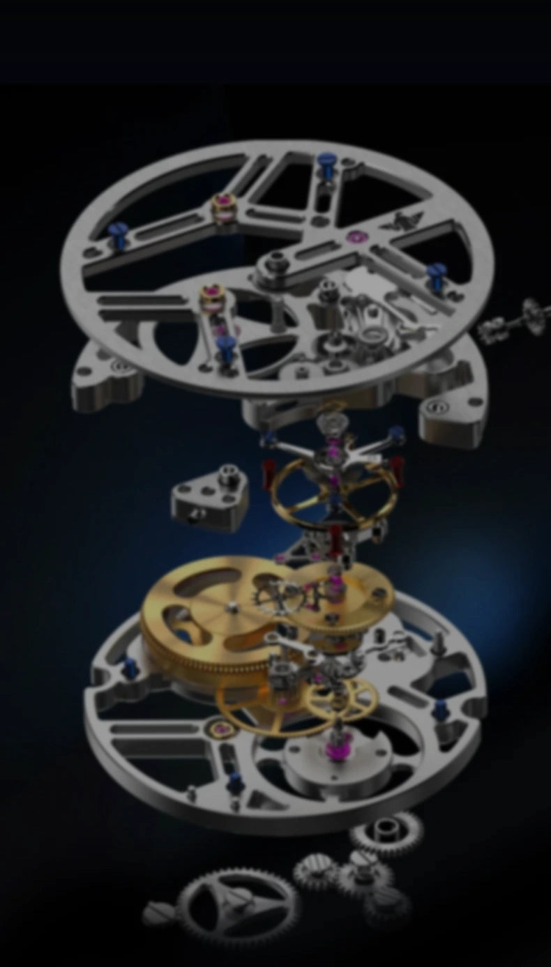 Exploded mechanical architecture study of the Engine Legacy Aether movement